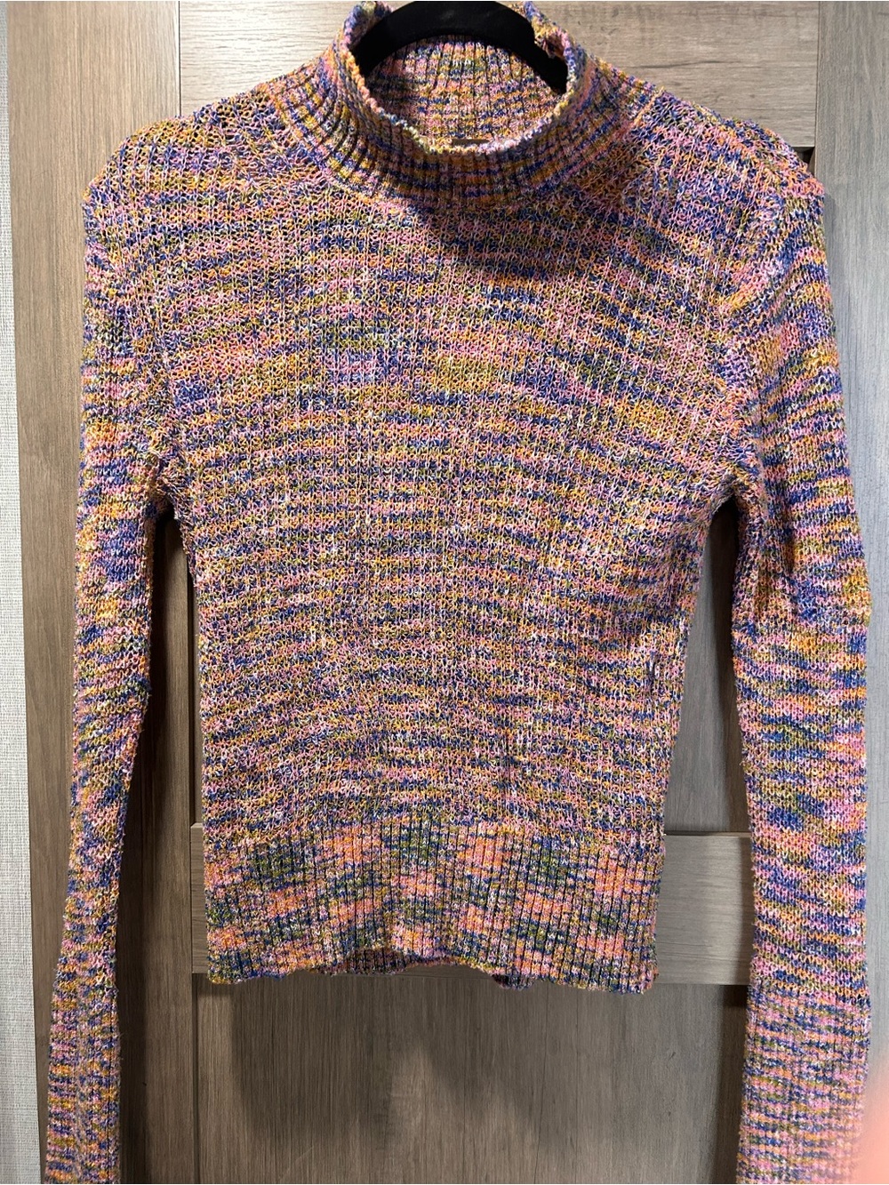 Free People Multicolor Ribbed Cowl Neck Sweater